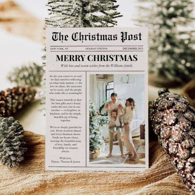 Cartes Pour Fêtes Annuelles Unique Newspaper Merry Christmas Photo (Créateur téléchargé)
