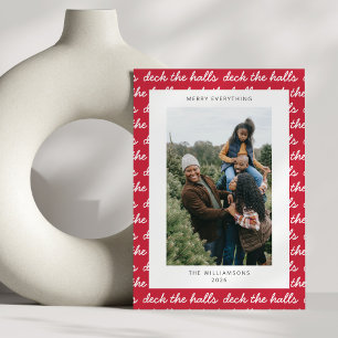 Cartes Pour Fêtes Annuelles Unique Rouge Joyeux Noël Photo de famille personna