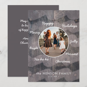 Cartes Pour Fêtes Annuelles Unique Rustique Bois Noël Famille Photo Vacances