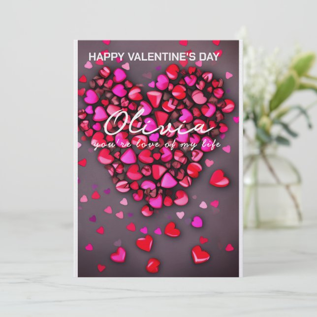 Cartes Pour Fêtes Annuelles Unique Tous les Coeurs Personnalisé Valentines Car (Debout devant)