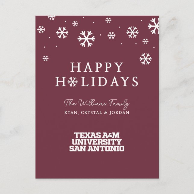 Cartes Pour Fêtes Annuelles Université Texas A&M de San Antonio (Devant)