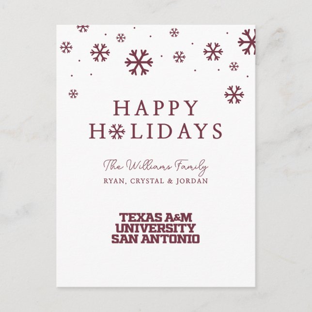 Cartes Pour Fêtes Annuelles Université Texas A&M de San Antonio (Devant)