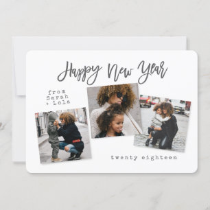 CARTES POUR FÊTES ANNUELLES URBAIN MODERNE HAPPY NEW YEAR (ARGENT)