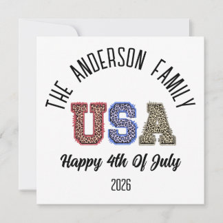 Cartes Pour Fêtes Annuelles USA Cheetah Imprimer Nom de la réunion personnalis