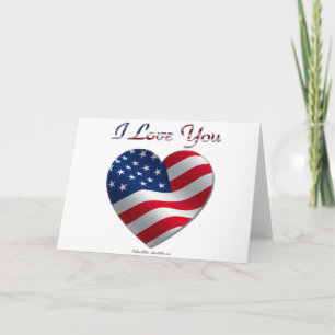 Cartes Pour Fêtes Annuelles USA Flag Heart Je t'aime