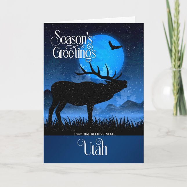 Cartes Pour Fêtes Annuelles Utah Beehive Bonnes Fêtes Moose (Devant)