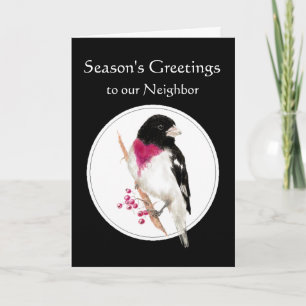 Cartes Pour Fêtes Annuelles Vacances à proximité avec Grosbeak Bird baisé Rose