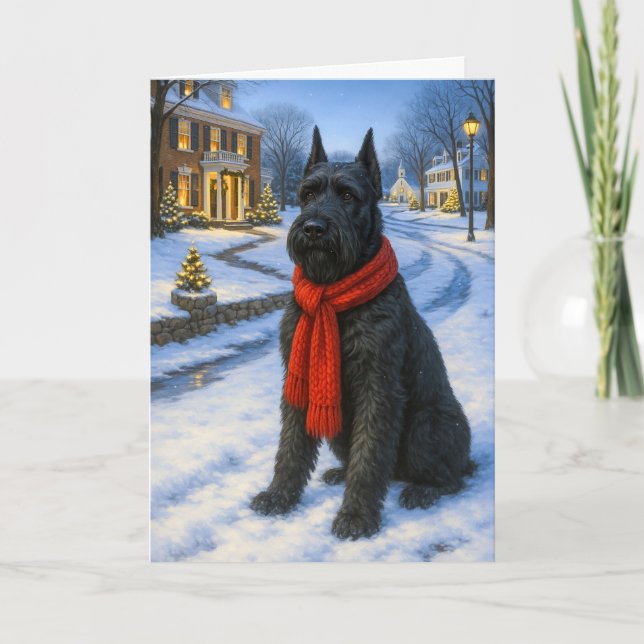 Cartes Pour Fêtes Annuelles Vacances avec un Schnauzer géant (Devant)
