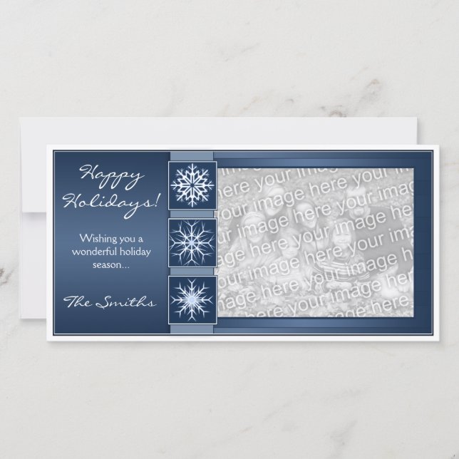 Cartes Pour Fêtes Annuelles Vacances bleues de flocon de neige (Devant)