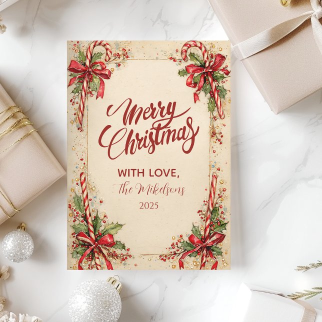 Cartes Pour Fêtes Annuelles Vacances Classique De Bonbons À Rayures (Créateur téléchargé)