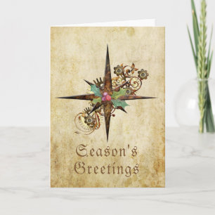 Cartes Pour Fêtes Annuelles Vacances Compass Star Steampunk personnalisable