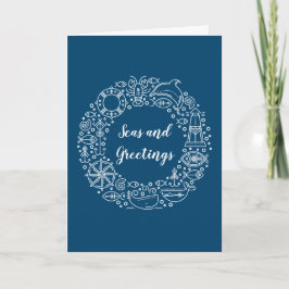 Cartes Pour Fêtes Annuelles Vacances côtières de Noël de guirlande nautique