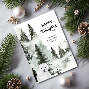 Cartes Pour Fêtes Annuelles Vacances d'affaires en forêt d'hiver paisible