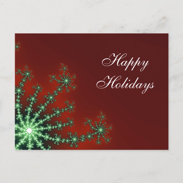Cartes Pour Fêtes Annuelles Vacances d'affaires Red et Green Snowflake (Devant)