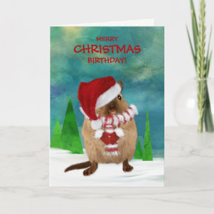 Cartes Pour Fêtes Annuelles Vacances de casquette de Père Noël de gerbille