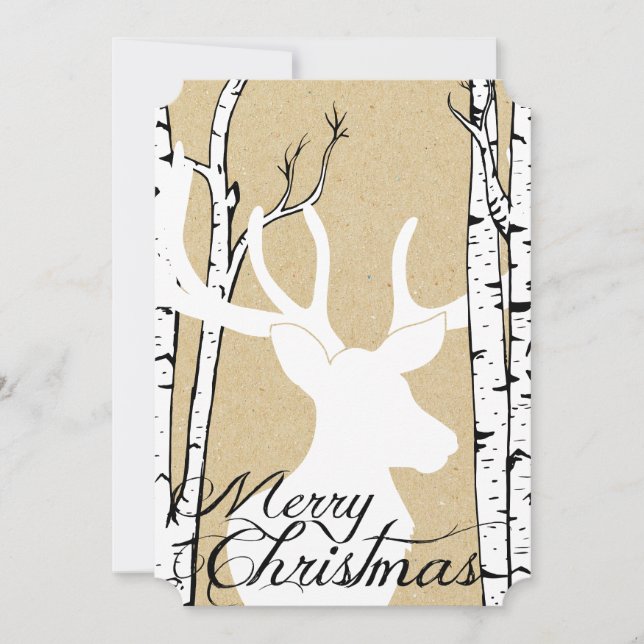 Cartes Pour Fêtes Annuelles Vacances de forêt de bouleau de cerfs communs de (Devant)