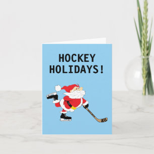 Cartes Pour Fêtes Annuelles Vacances de hockey Père Noël Patinage Noël