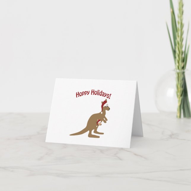 Cartes Pour Fêtes Annuelles Vacances de houblon ! kangourou de Noël (Devant)