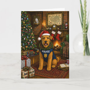 Cartes Pour Fêtes Annuelles Vacances de la police Airedale Terrier