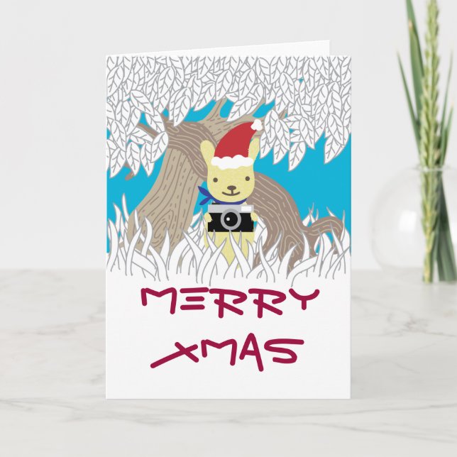 Cartes Pour Fêtes Annuelles Vacances de lapin d'appareil-photo de Noël (Devant)