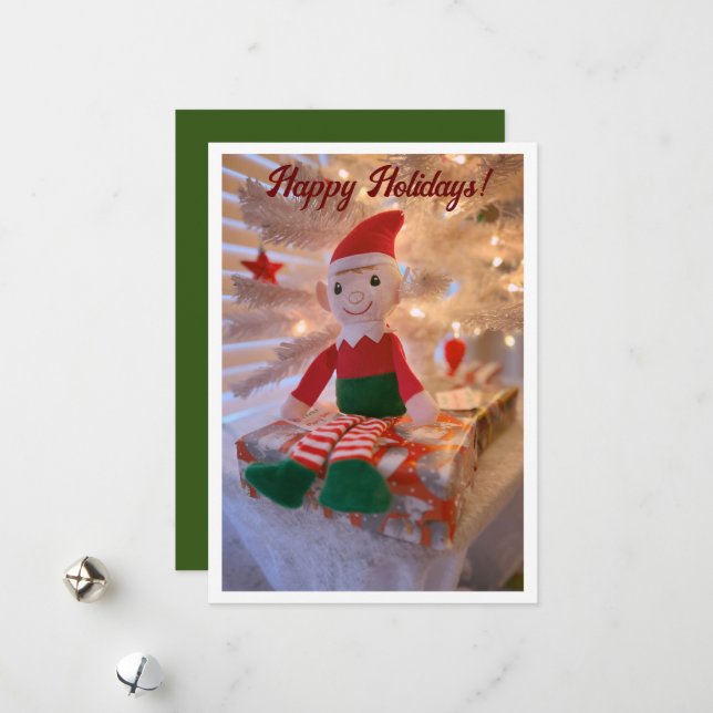 Cartes Pour Fêtes Annuelles Vacances de l'elfe (Devant/Arrière en situation)
