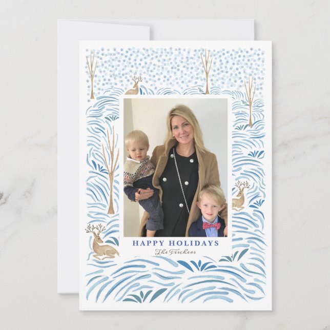 Cartes Pour Fêtes Annuelles Vacances de neige à Woodland (Devant)