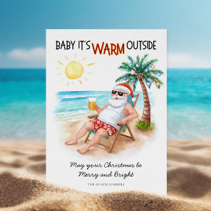 Cartes Pour Fêtes Annuelles Vacances de Noël à la plage tropicale de Santa