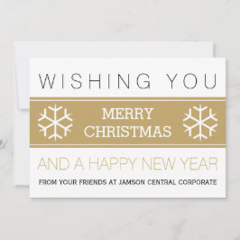 Cartes Pour Fêtes Annuelles Vacances de Noël en or moderne et blanc