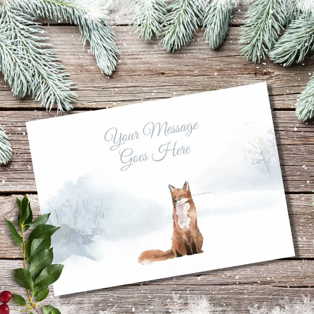 Cartes Pour Fêtes Annuelles Vacances de Noël Fox d'hiver Élégant Script (Créateur téléchargé)