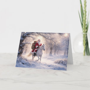Cartes Pour Fêtes Annuelles Vacances de Noël Santa et Cheval