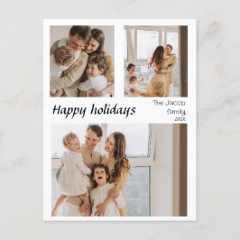 Cartes Pour Fêtes Annuelles Vacances de Noël Script centré sur trois photos
