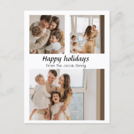Cartes Pour Fêtes Annuelles Vacances de Noël Script centré sur trois photos