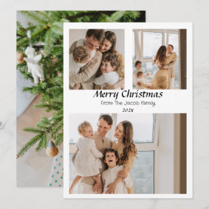 Cartes Pour Fêtes Annuelles Vacances de Noël Script centré sur trois photos