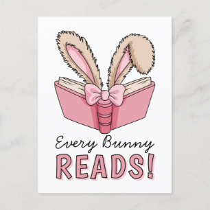 Cartes Pour Fêtes Annuelles Vacances de Pâques Lapin de Lecture Mignon Amoureu