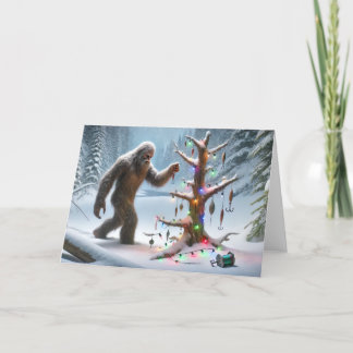 CARTES POUR FÊTES ANNUELLES VACANCES DE PÊCHE AU BIGFOOT - SAPIN DE NOËL
