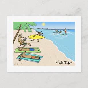 Cartes Pour Fêtes Annuelles Vacances de Père Noël et Reindeer Surf