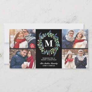 Cartes Pour Fêtes Annuelles Vacances de photo du monogramme 4 de guirlande