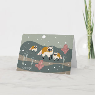 Cartes Pour Fêtes Annuelles Vacances de RATON LAVEUR. Raton laveur avec le