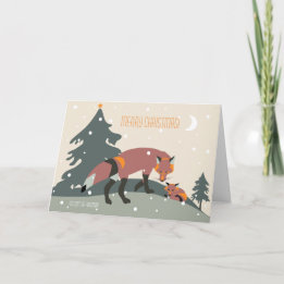 Cartes Pour Fêtes Annuelles Vacances de RENARD. Fox et bébé dans la