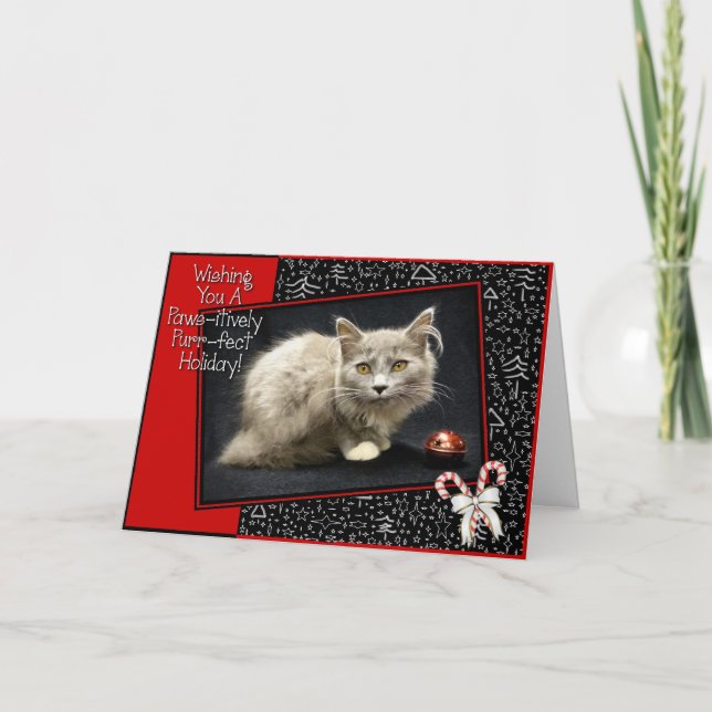 Cartes Pour Fêtes Annuelles Vacances de Ronronnement-fect de Pattes-itively ! (Devant)