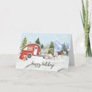 Cartes Pour Fêtes Annuelles Vacances d'hiver Camping-car Renne Noël