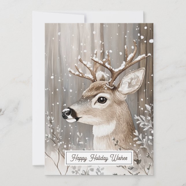 Cartes Pour Fêtes Annuelles Vacances d'hiver du renne des forêts (Devant)