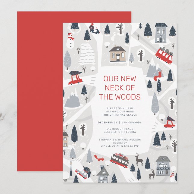 Cartes Pour Fêtes Annuelles Vacances en ville Noël Ménage (Devant / Derrière)