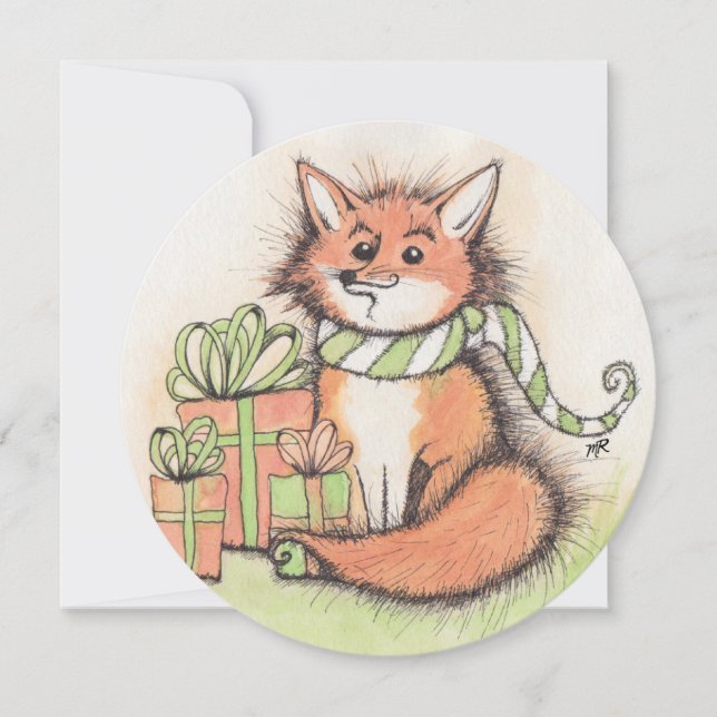 Cartes Pour Fêtes Annuelles Vacances Fox & Cadeaux (Devant)