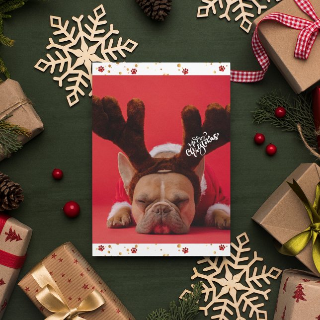 Cartes Pour Fêtes Annuelles Vacances Français Bulldog mignon chien Noël (Front)