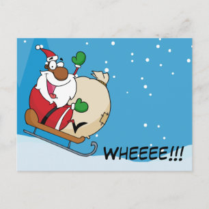 Cartes Pour Fêtes Annuelles Vacances Fun Noir Santa Claus équitation traîneau