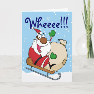 Cartes Pour Fêtes Annuelles Vacances Fun Noir Santa Claus équitation traîneau