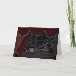 Cartes Pour Fêtes Annuelles Vacances gothiques : Fenêtre de paysage d'hiver