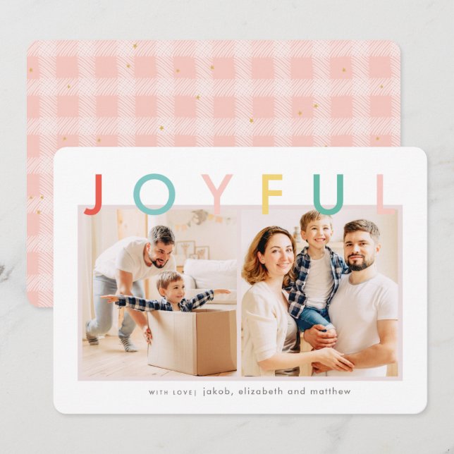 Cartes Pour Fêtes Annuelles Vacances Joyeuses Moderne Simple Couleur (Devant / Derrière)