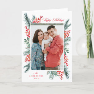 Cartes Pour Fêtes Annuelles Vacances joyeuses saintes et À feuillage persistan
